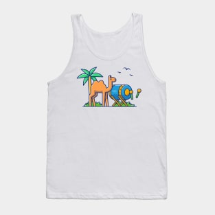 Camel With Bedug Moslem Drum Cartoon Tank Top